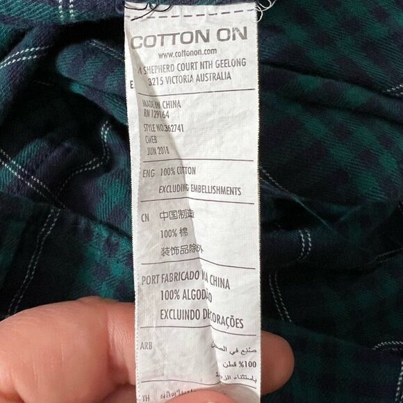Cotton On Vintage Re-Mastered Mens Shirt Size M Plaid Flannel Long Sleeve Green - Picture 9 of 12